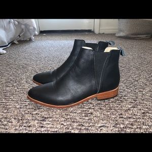 Black leather booties